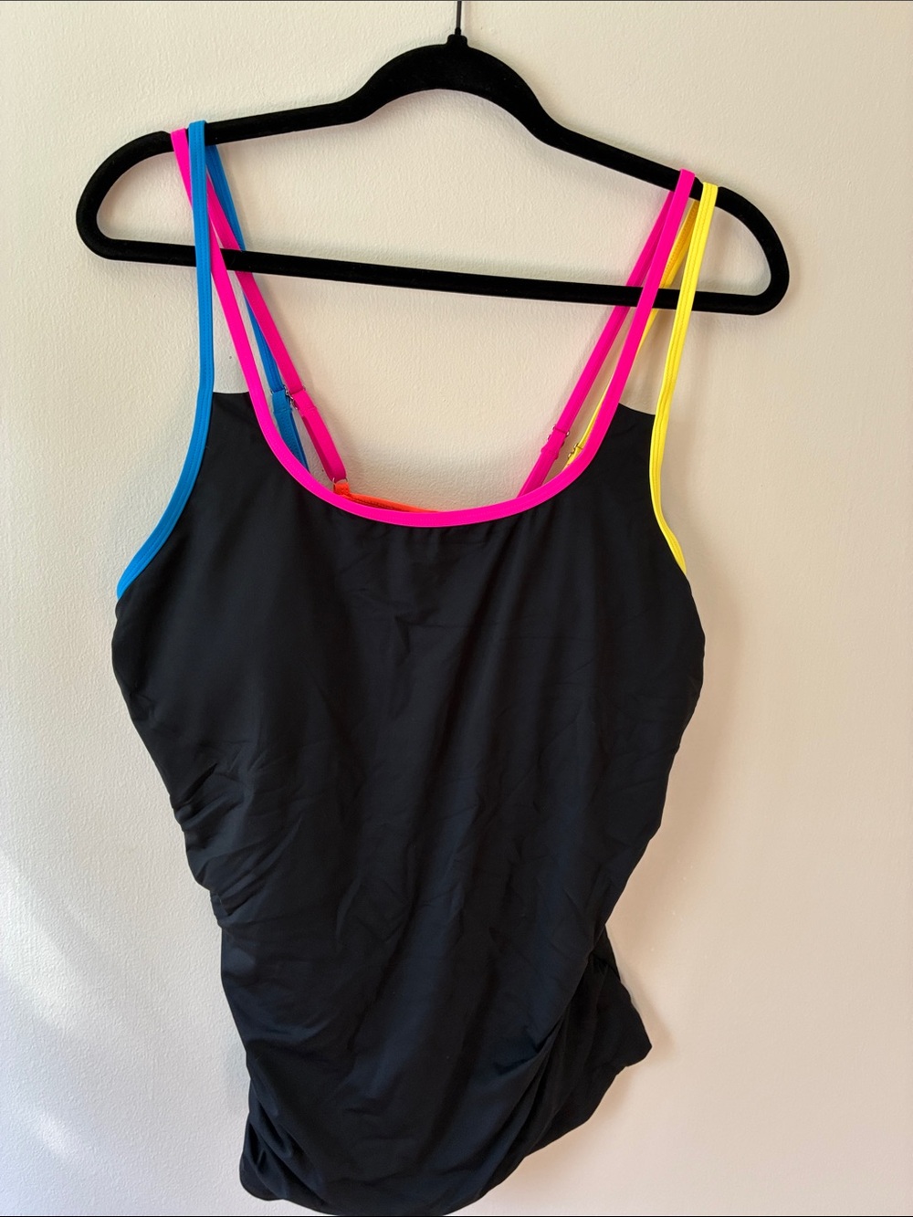 Women’s Black and Neon two piece tankini bathing suit